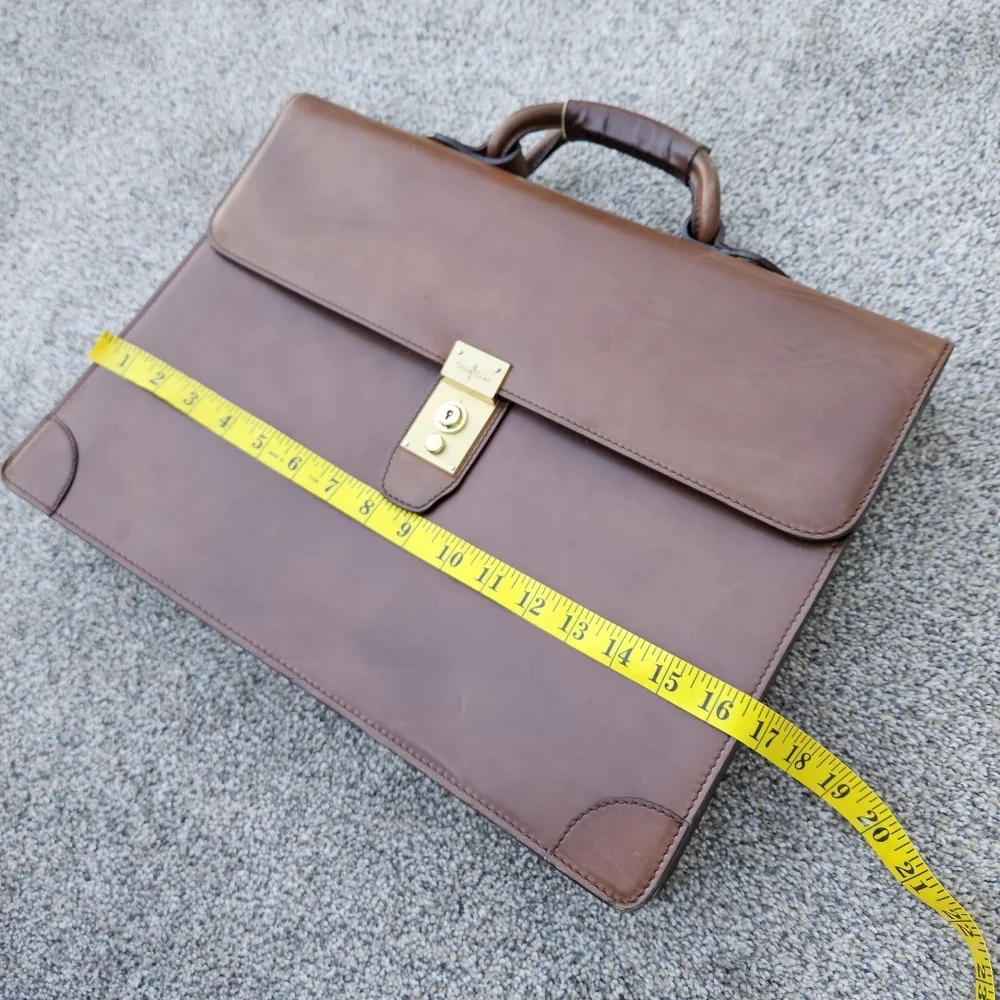 Vintage Heavy Leather COLE HAAN Executive CEO Lawyer Briefcase Brown Bag ITALY